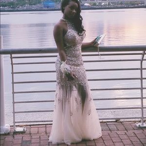 Long gold prom dress